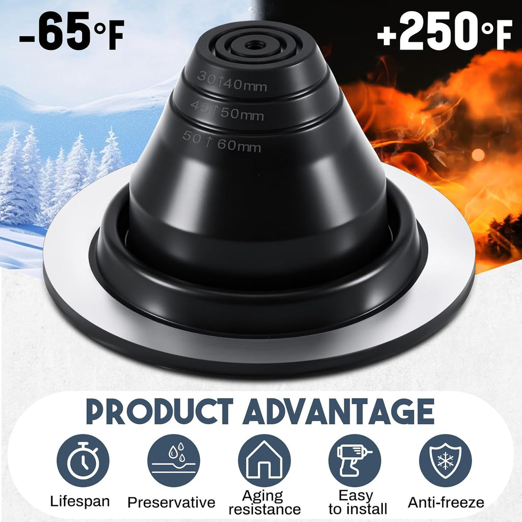 2 Pcs #1 Metal Roof Jack Pipe Flashing Boot,EPDM Flexible Vent Black