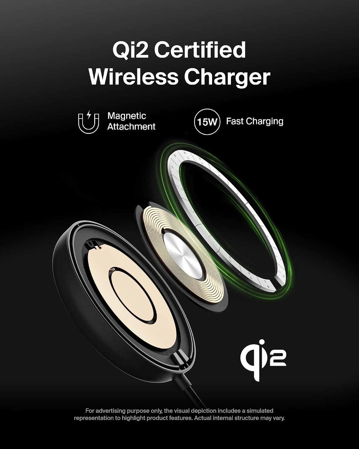 Qi2 15W Magnetic Wireless Charging Pad with Kickstand, No Adapter | MagSafe compatible, iPhone 17 Series, Samsung