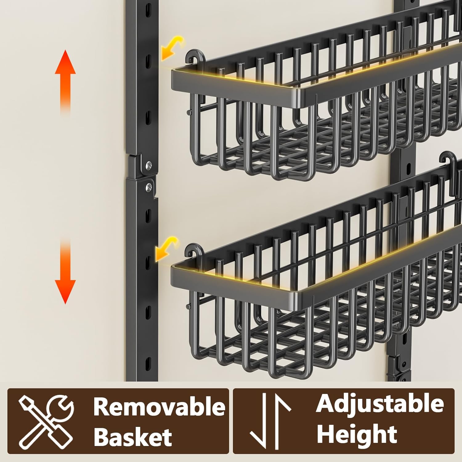 9 Tier Over The Door Pantry Organizer, 2 in 1 Wall Mount or Hanging Spice Rack with Adjustable Deep Basket