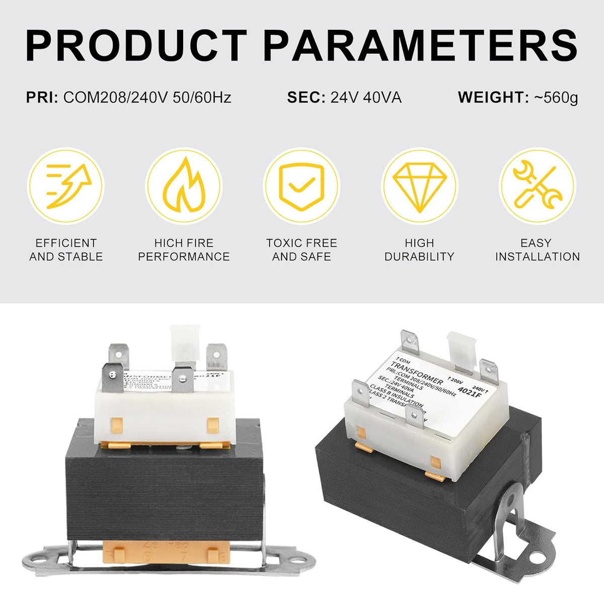 DFD 0130M00138S 240V to 24V Transformer Compatible with Goodman Amana B1141643, B11416-43, PF40224 40VA Furnace Transformers - 208/240 Vto 24 Volt