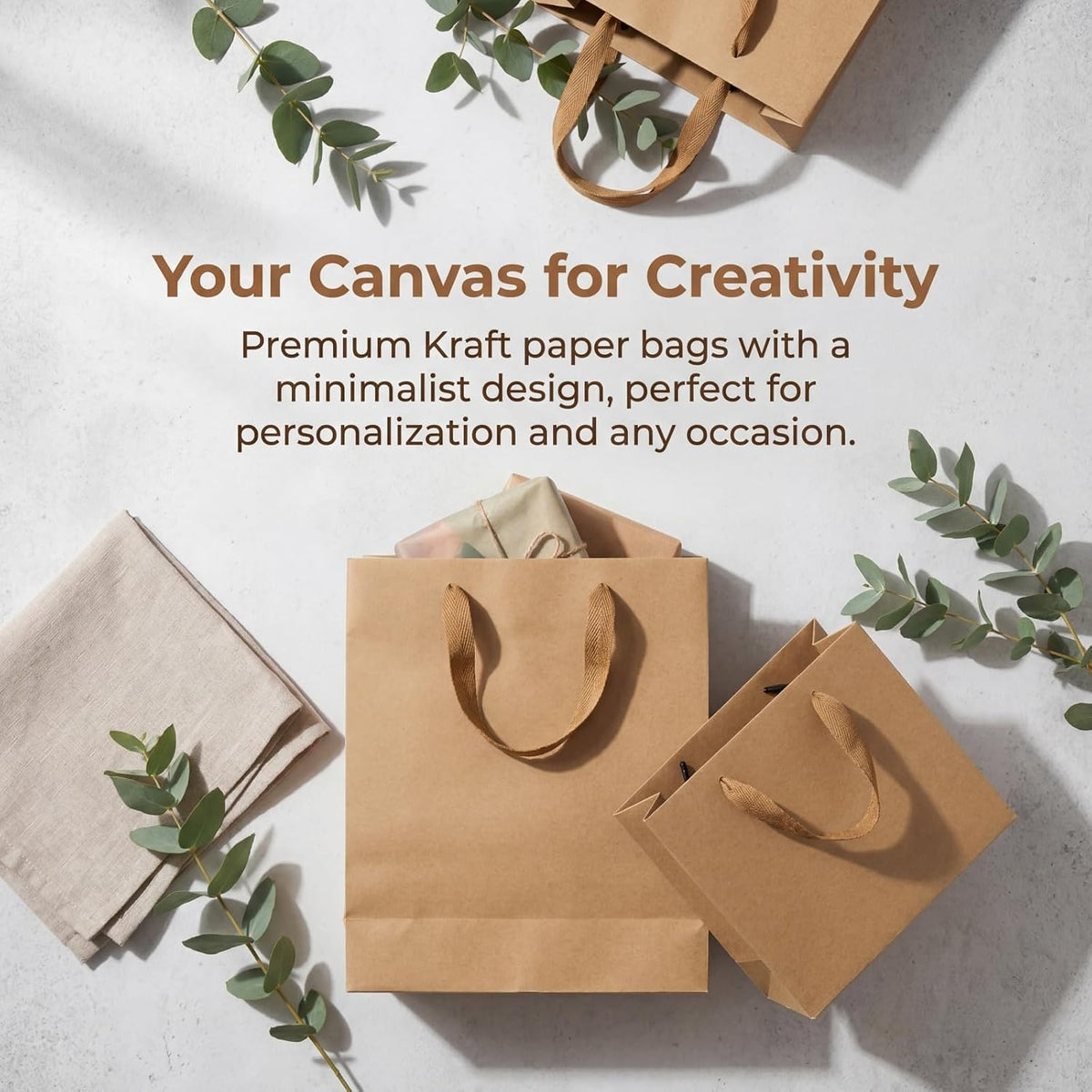 45 Pieces Brown Gift Bags, Heavy Duty Kraft Paper Bags with Handle