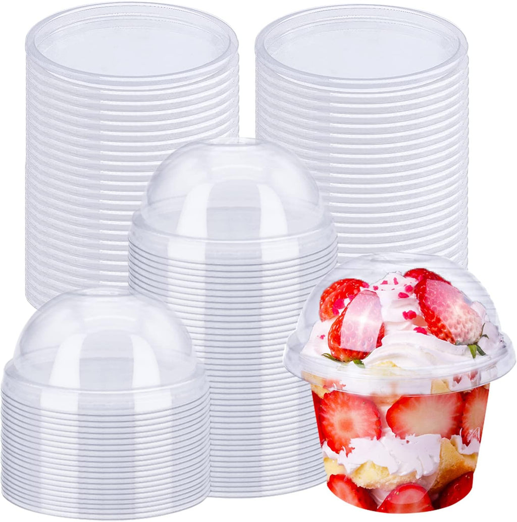 50 Pack 8 oz Clear Plastic Cups with Dome Lids(Hole in the Lid)