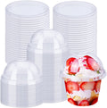 50 Pack 8 oz Clear Plastic Cups with Dome Lids(Hole in the Lid)