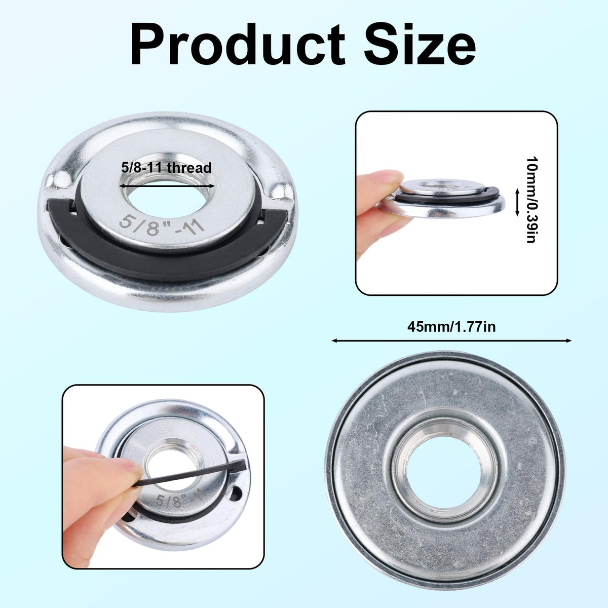 2pcs 5/8"-11 Thread Angle Grinder Flange Nuts, Metal Quick Lock Angle Grinder Nut for Fixing Cutting Discs