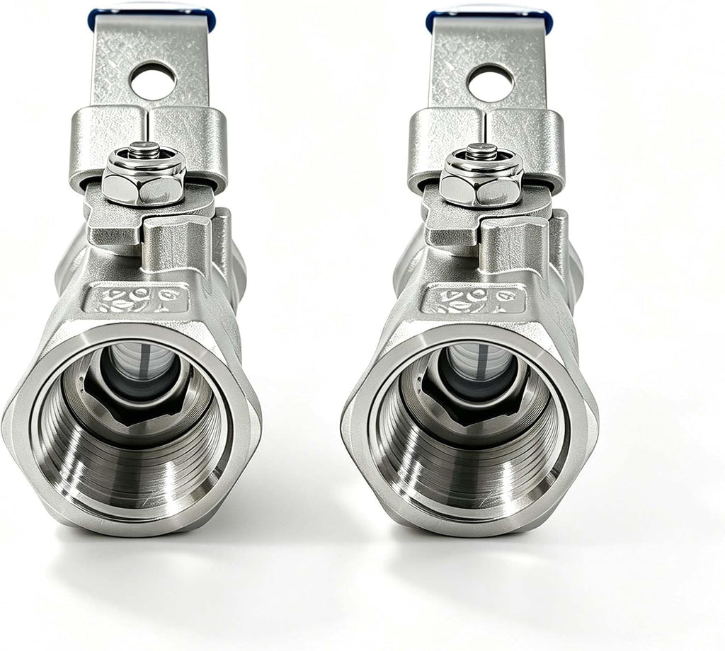 1/2'' Stainless Steel 304 Ball Valves, 2Pcs, NPT Female