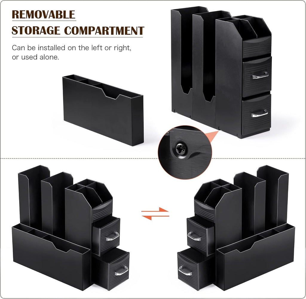 Coffee Condiment Organizer 11-Compartment Countertop 2-Drawer Black