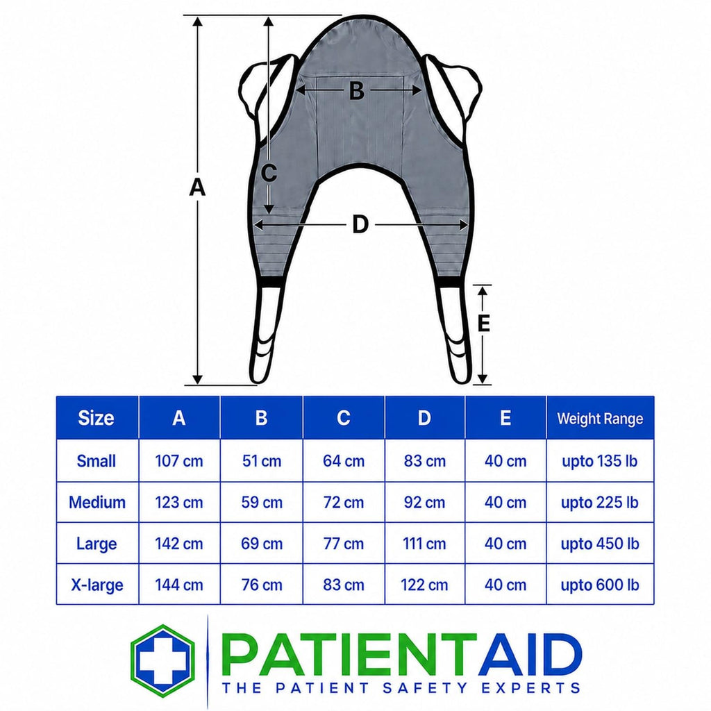 Padded U-Sling with Head Support for Hoyer Patient Lift Sling