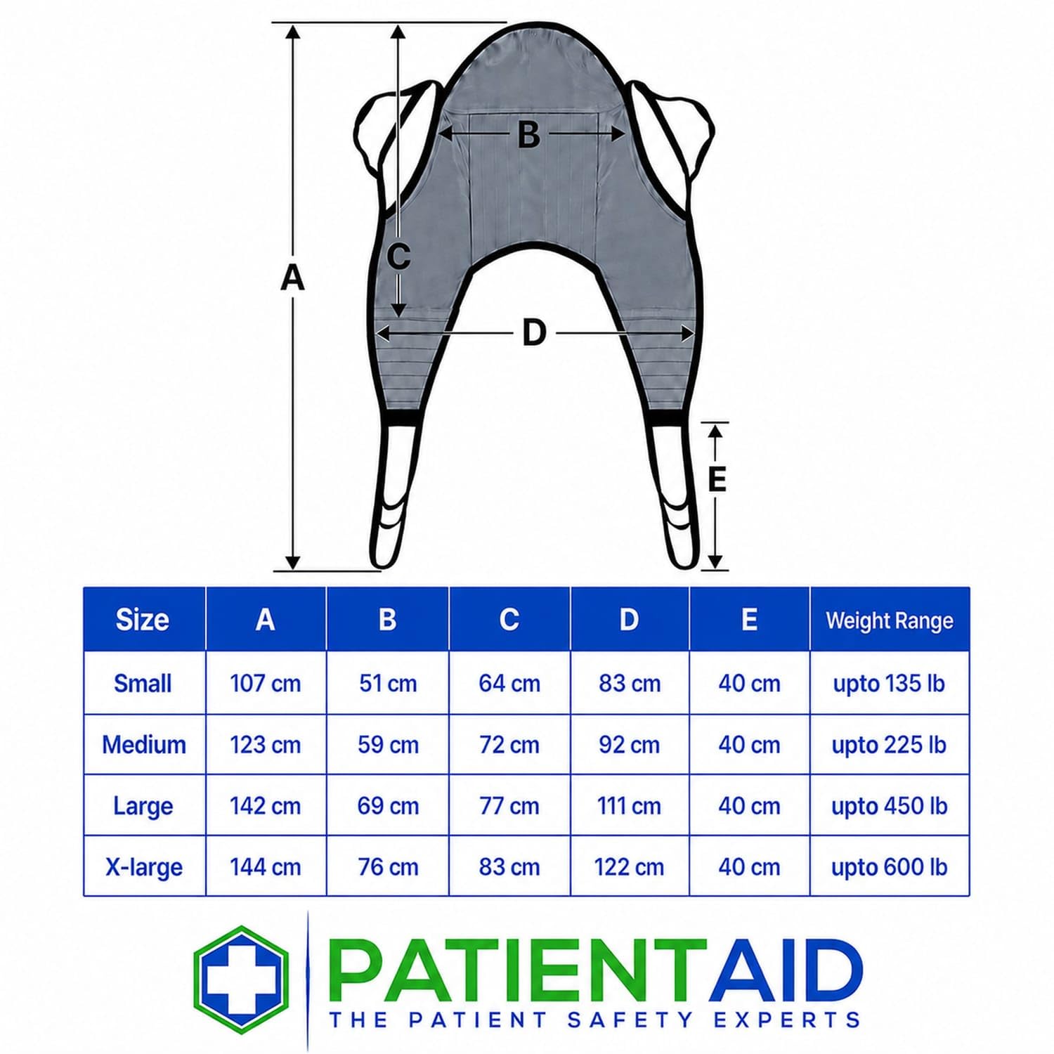 Padded U-Sling with Head Support for Hoyer Patient Lift Sling