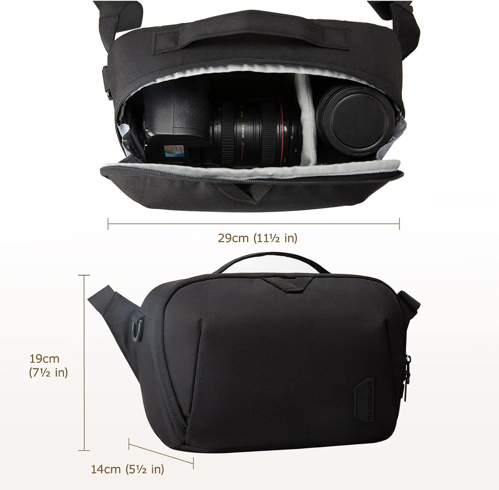 Canvas Camera Bag, Water-resistant Anti-Theft Women Men, Black | SLR DSLR Camera Case, Vintage Padded Camera Shoulder