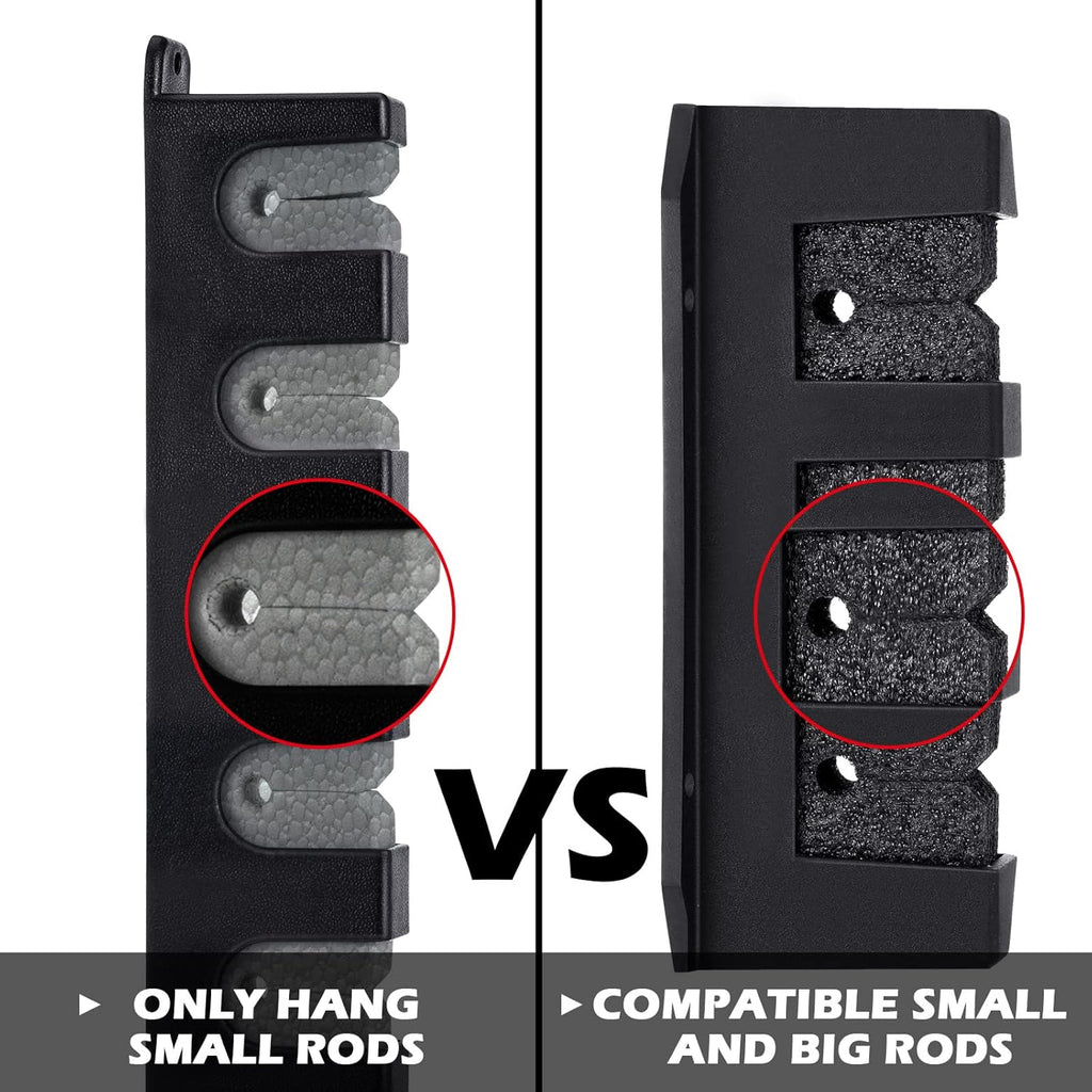 2 Pcs Fishing Rod Holder Wall Mount Fishing Pole Holders for Boats 3 Rod Black Horizontal Garage Wall Pole Rack