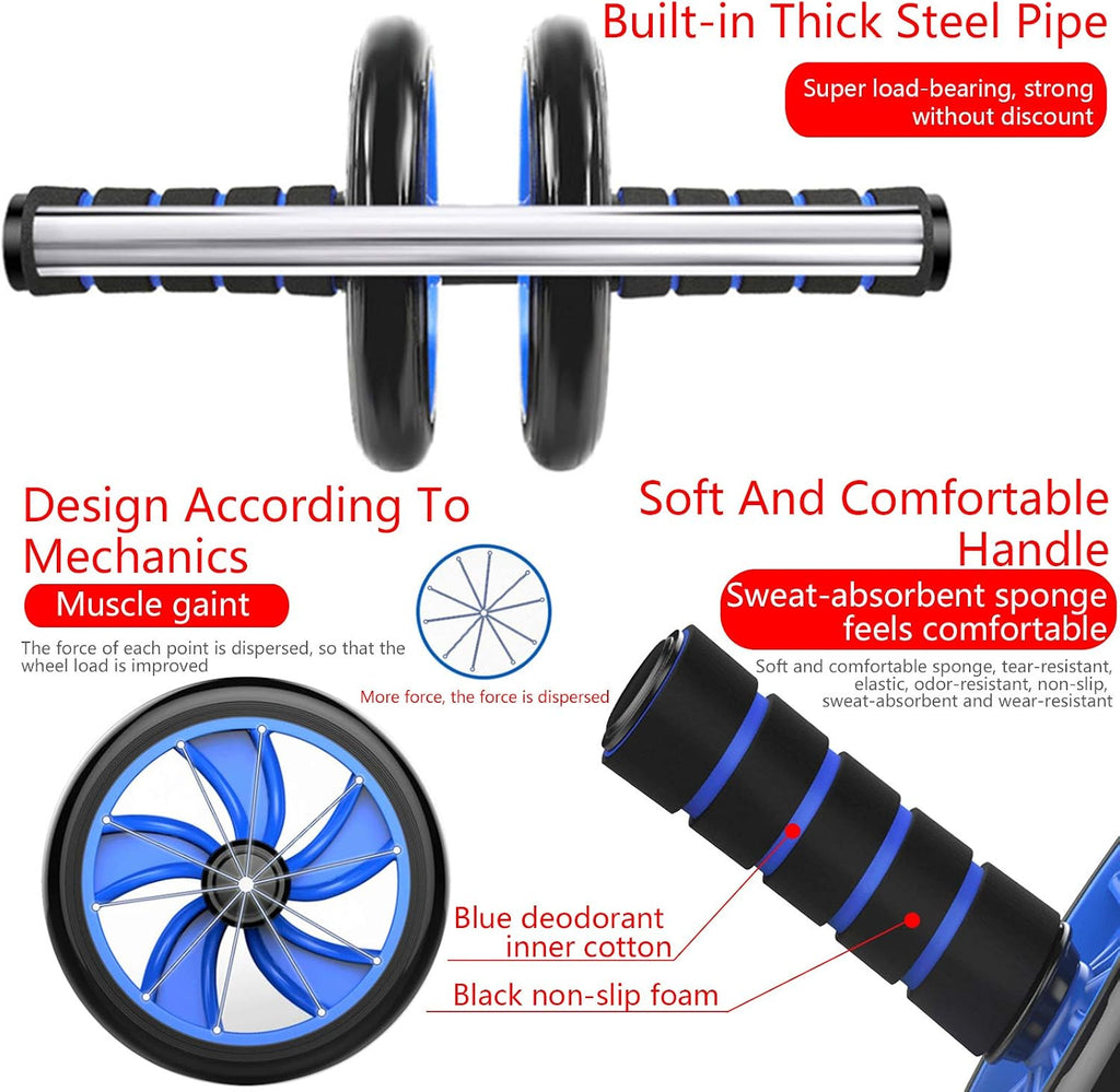Ab Roller Kit, 5-in-1 with Knee Pads, Push-Up Bars & Jump Rope | Stainless Steel, Non-slip TPR, Floor Safe, Home Gym