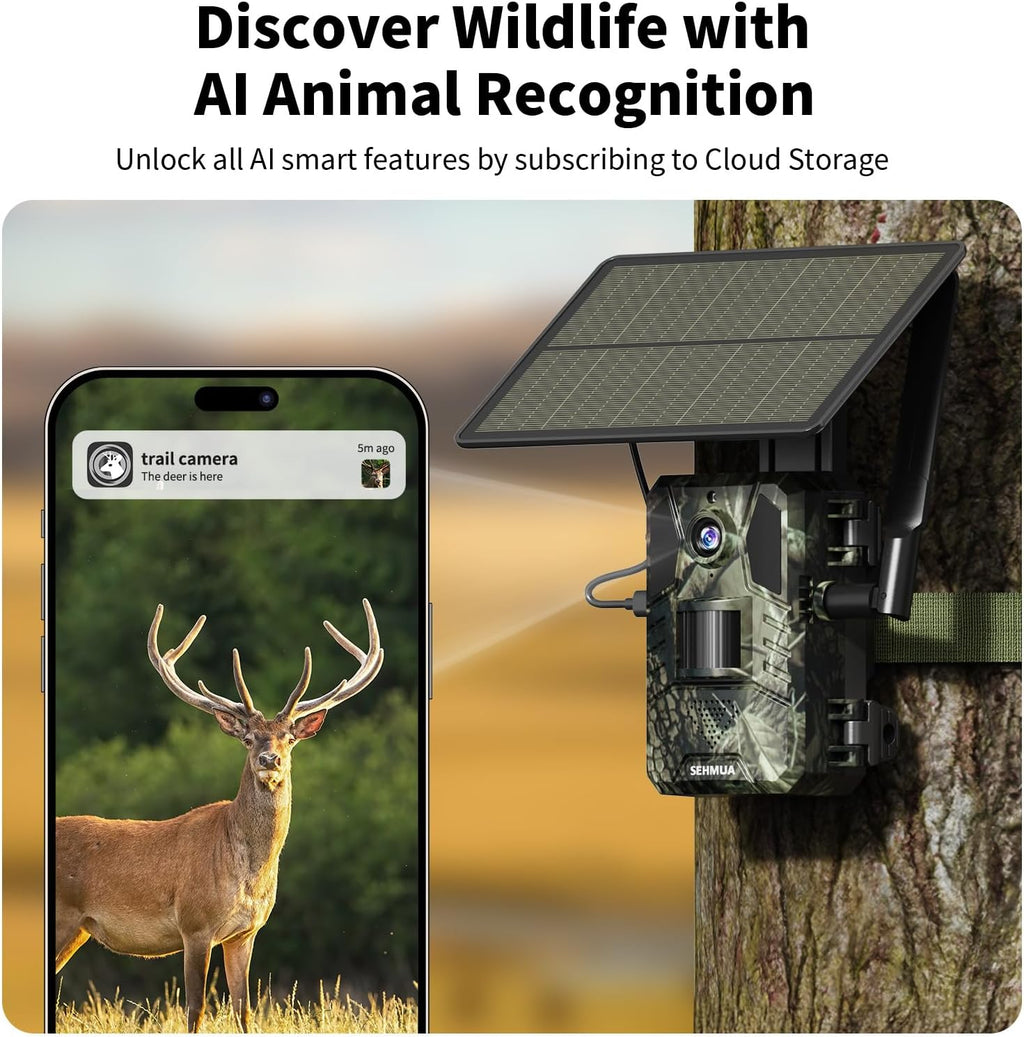 Trail Camera 2 Packs, AI Animal Detection 2K HD Live Game Camera 4G LTE Cellular Trail Camera Built-in SIM Card