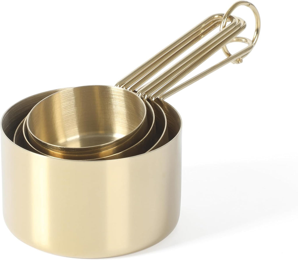 Richburn 4-Piece Gold Stainless Steel Measuring Cup Set – Durable and Stylish Kitchen Measuring Tools for Baking and