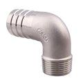 DERNORD 1 1/4" Hose Barb x 1" Male NPT Stainless Steel 90 Degree Elbow- Home Brew Pipe Fitting