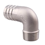 DERNORD 1 1/4" Hose Barb x 1" Male NPT Stainless Steel 90 Degree Elbow- Home Brew Pipe Fitting