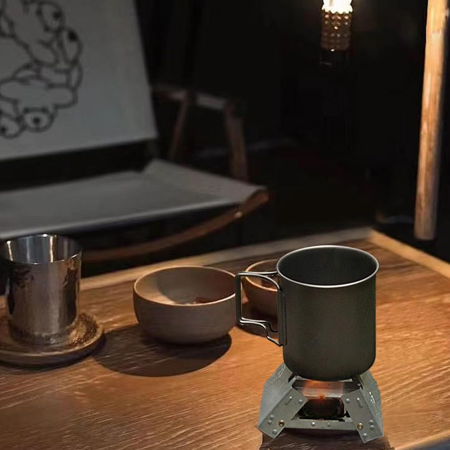 Emergency Stove 3.8x3x0.8'' Thickened Foldable Camping Stove with Copper Rivets Portable Camp Stove with Adjustable