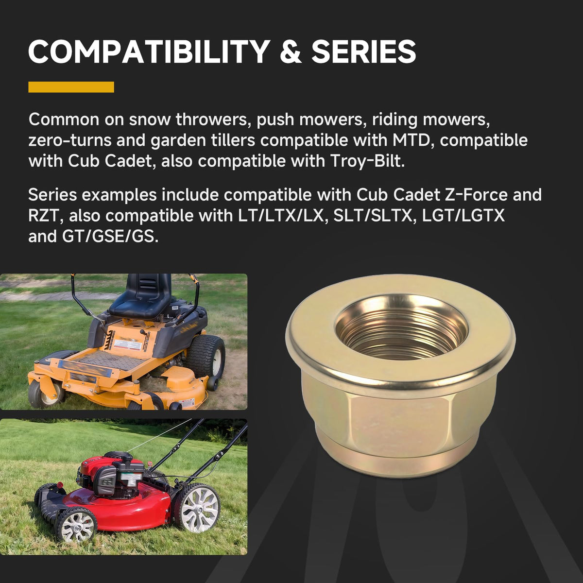 2-Pack 712-04065 Nylon Flange Lock Nut 3/8-16 Compatible with MTD Cub Cadet