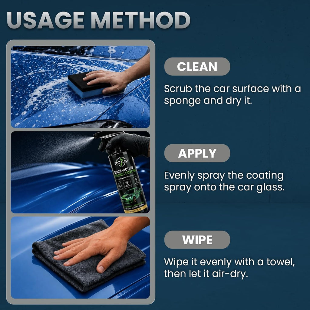 Car Coating Spray, 17.6 oz Hydrophobic Ceramic Spray Wax for Paint Protection, Quick Detailer Waterless Wash &