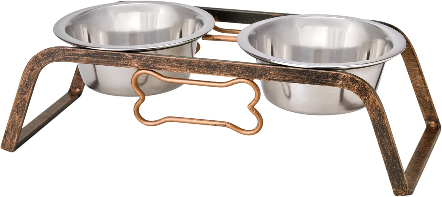Elevated Dog Bowls – Raised Stainless Steel Dog Bowls with Steel Stand – Non-Skid, No Spill Feeder for Small, Medium