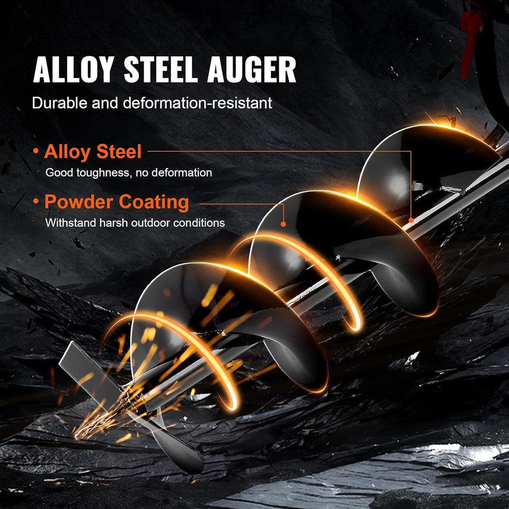 Post Hole Digger, 43cc 1250W Auger Post Hole Digger, Gas Powered Earth Digger with 8" Earth Auger Drill Bit, 30 inch