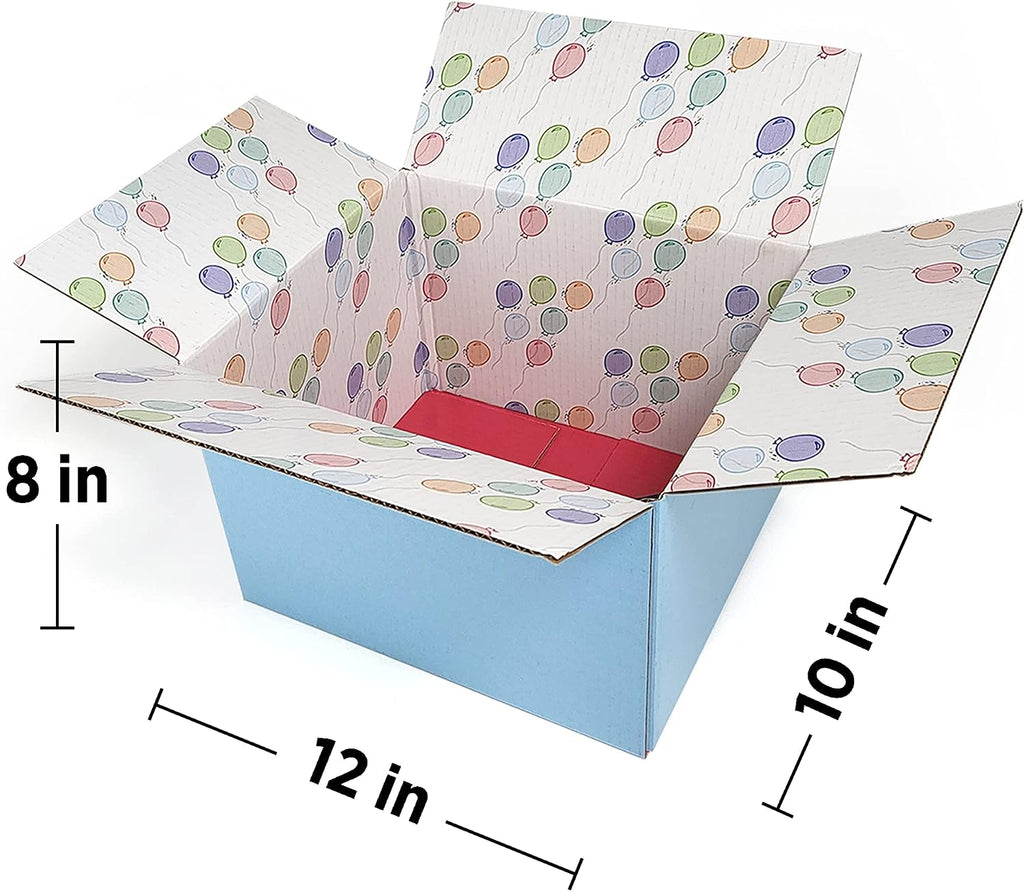 GiftIn Corrugated Shipping Box, Balloon Design, Care Package, for Gifts, Small Business, Weddings, and Classroom, 2