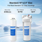 20 Micron 10" x 2.5" Sediment Water Filter Cartridge, 6-Pack