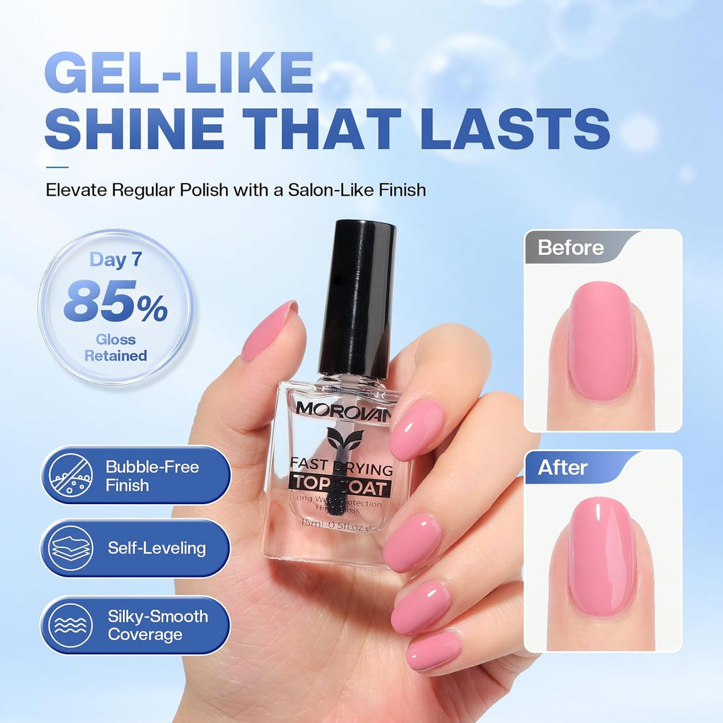 Top Coat Nail Polish: 30s Quick Air Dry Top Coat Clear Nail Polish