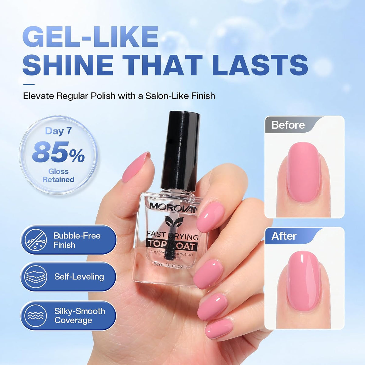 Top Coat Nail Polish: 30s Quick Air Dry Top Coat Clear Nail Polish