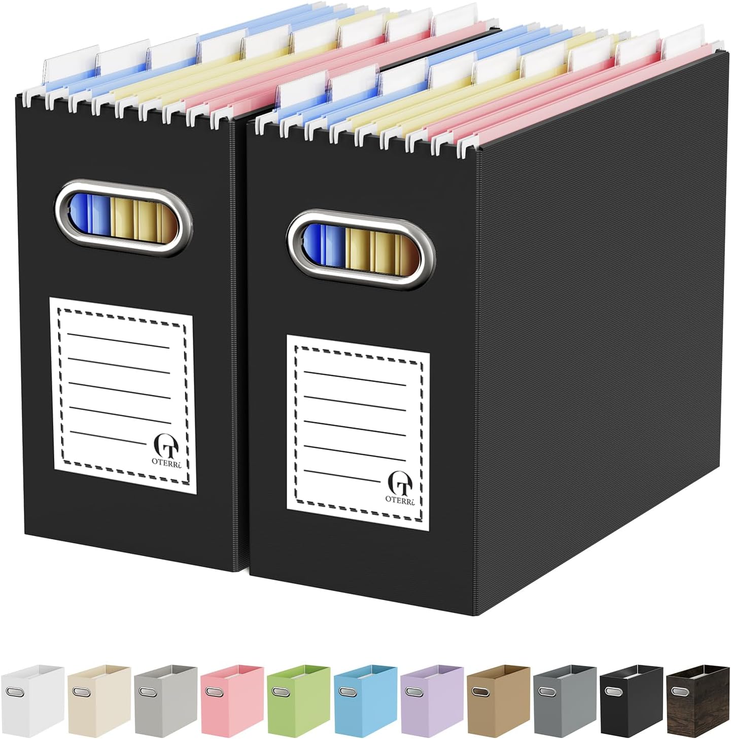 File Organizer Box, Portable Collapsible Cardboard File Folder Organizer with Handle for Letter Size Hanging Files