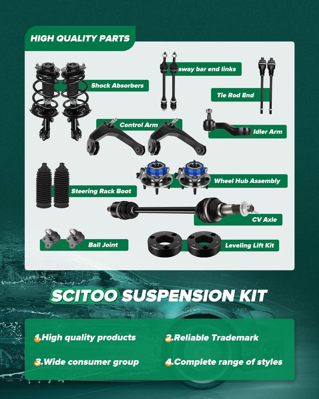 SCITOO Front Suspension Kit For Lexus ES300 2002-2003,Tie Rod End