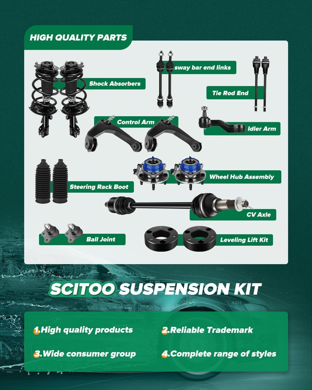 SCITOO Front Suspension Kit For Lexus ES300 2002-2003,Tie Rod End