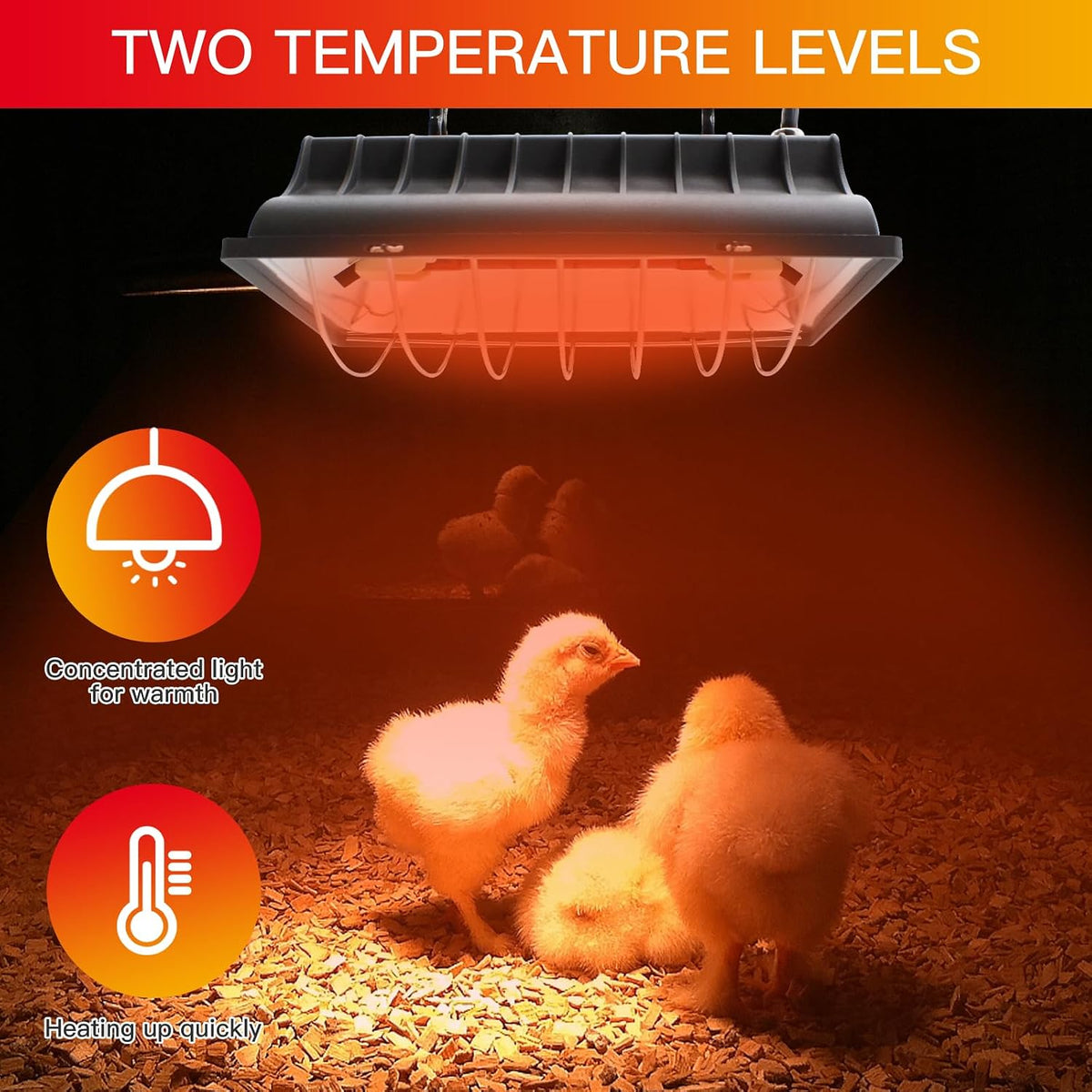 Chicken Coop Heater Lamp 250W Winter Hanging Heat Lamp for Chickens Incubators Temperature Adjustable Chicken Brooder