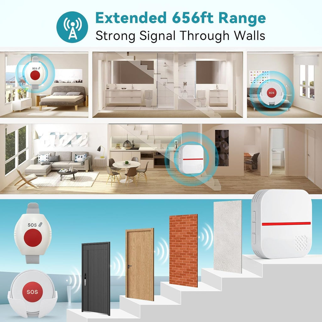 WiFi Caregiver Pager Life Alert Systems for Seniors No Monthly Fee App Control Medical Alert Systems for Seniors