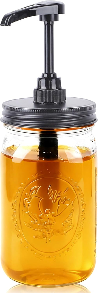 Mason Jar Syrup Sauce Dispenser Wide Mouth Coffee Syrup Dispenser 32 oz