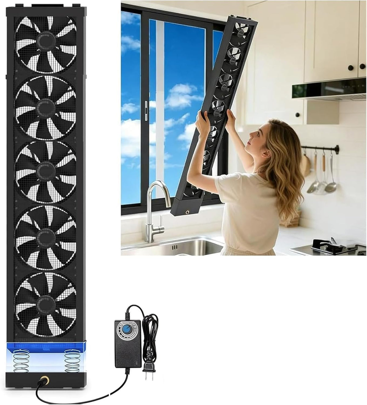 37.5-39.4 Inch Vertical Window Fan For Sliding Windows