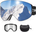 Ski Goggles, Snowboard Goggles with 2 UV400 Anti-Fog Detachable Magnet Lenses for Men & Women Adult