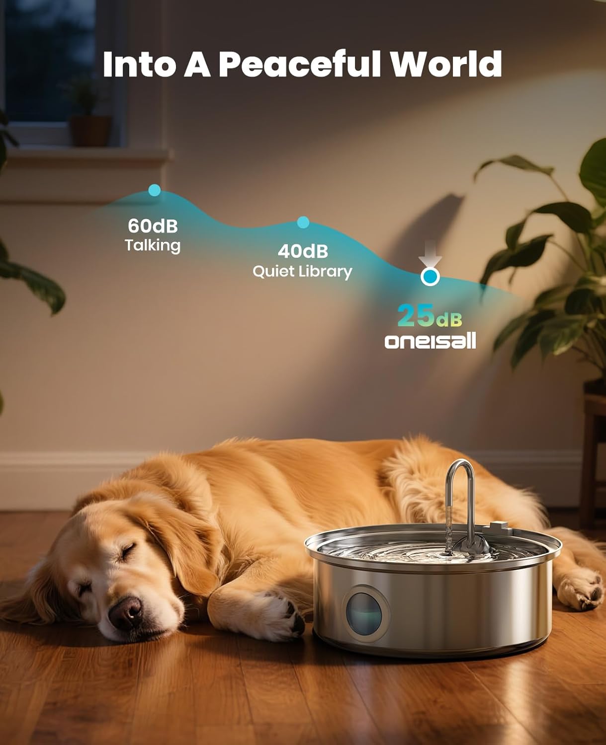 Dog Water Fountain Stainless Steel for Large/Medium Dogs,7L/230oz Pet Fountain with Visual Water Level,Ultra-Quiet