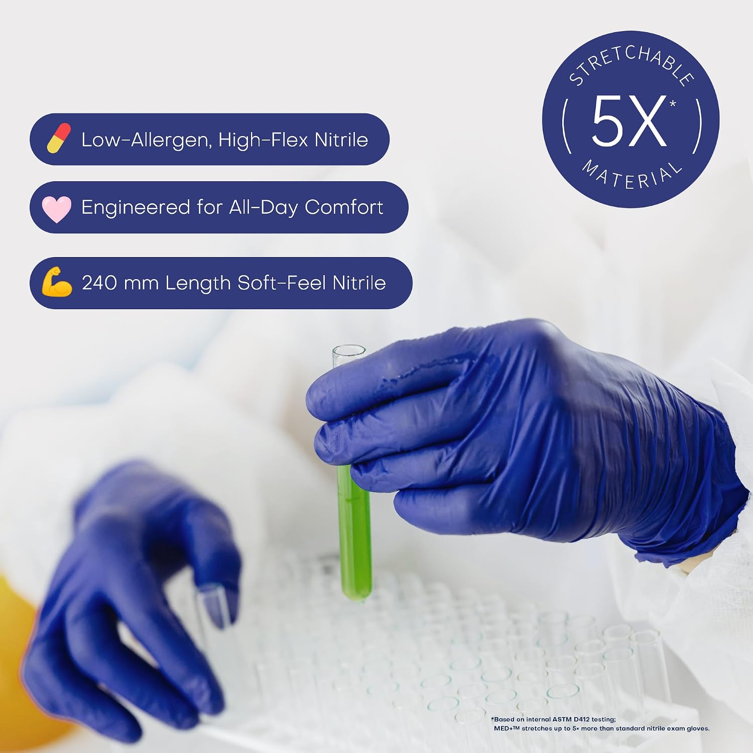 Nitrile Exam Gloves, 4 Mil MED+ Powder-Free Latex-Free Cooking Food-Safe Disposable Medical Gloves Blue Violet 100Ct