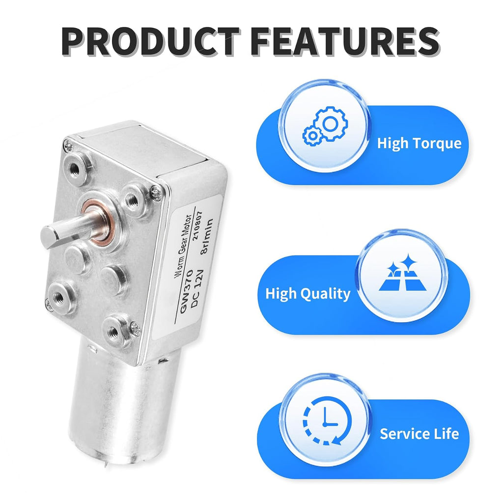 Speed Reduction Motor, DC 24V 25RPM, 10mm Shaft, Worm