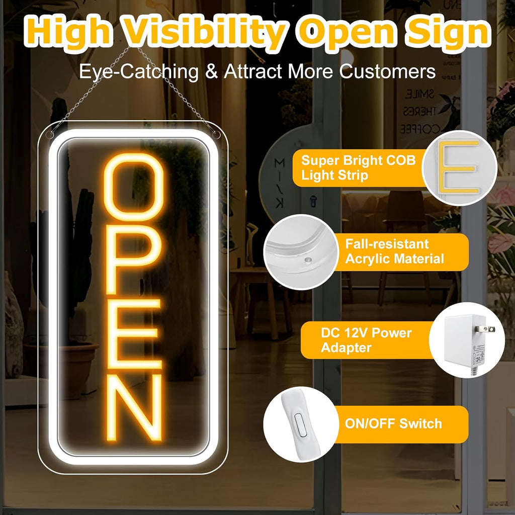 16"x 9" Super Bright Open Sign,12V LED Neon Open Signs for Business for Window, with ON/OFF Switch, Electric Light up