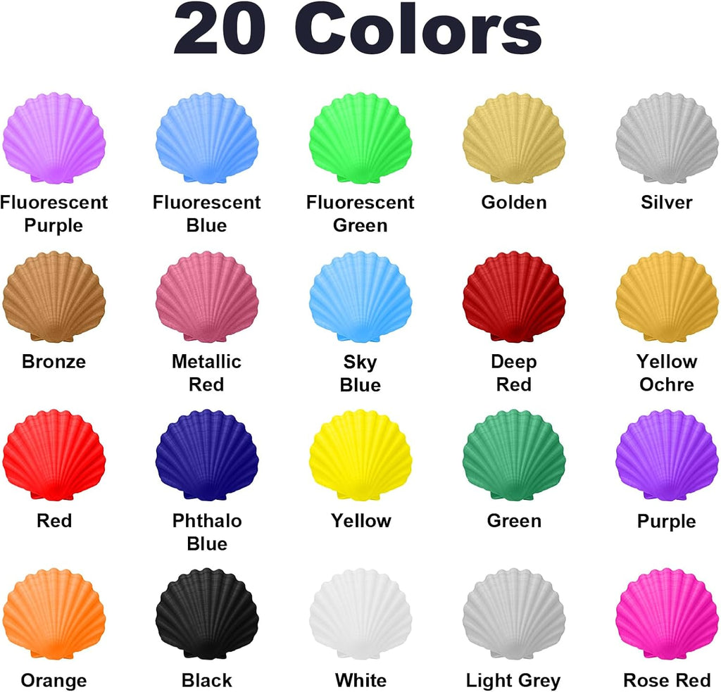 Airbrush Paint, 20 Colors x 20 ml Acrylic Air Brush Paint Kit | Ready to Spray, Water-Based, Opaque & Neon Colors