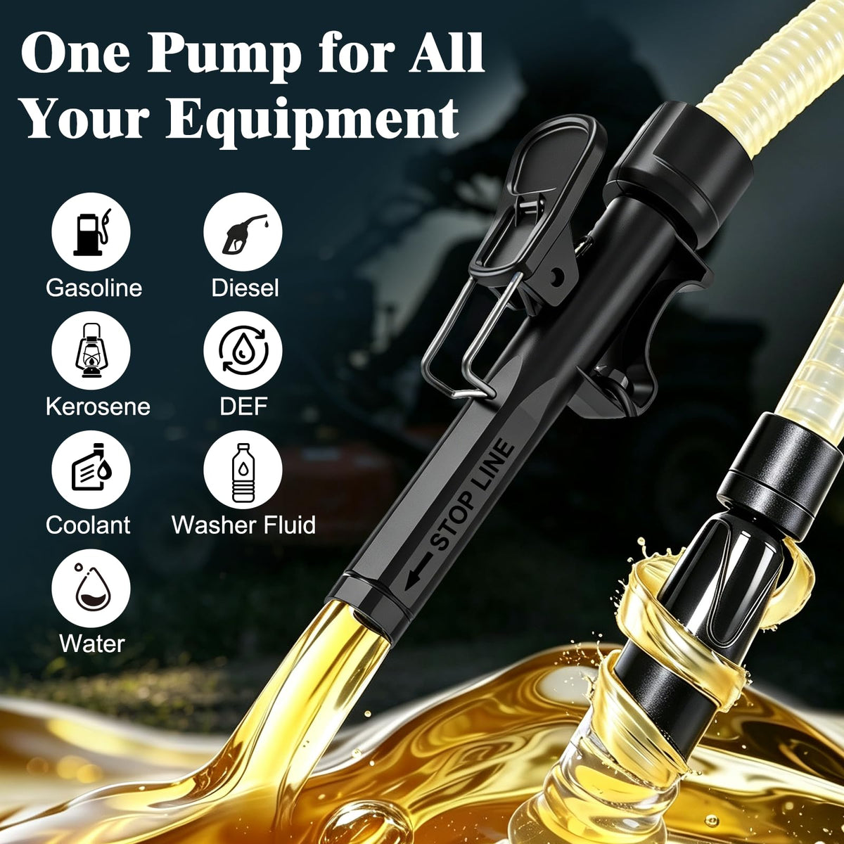 Electric Fuel Transfer Pump, Gas Can Pump with One Touch Start Auto-Stop