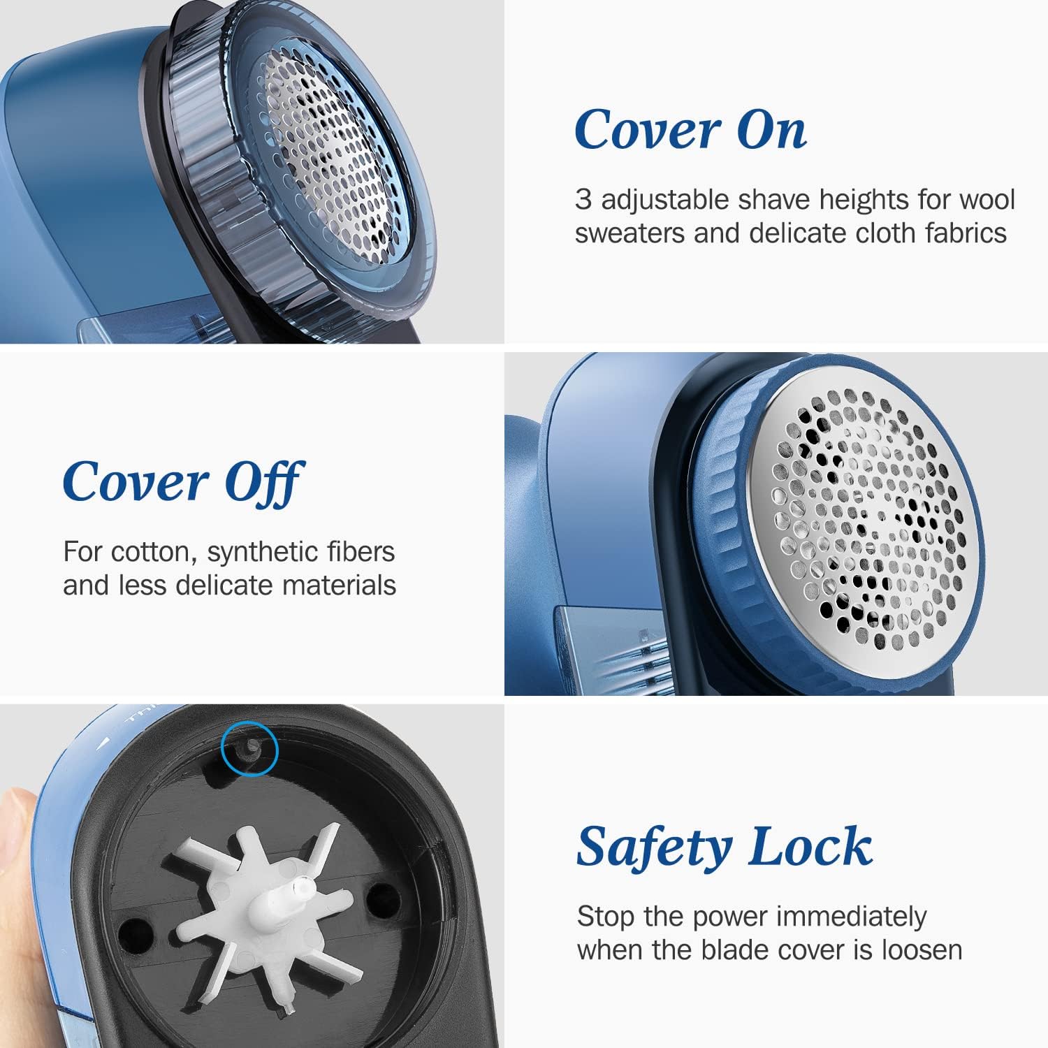 Fabric Shaver and Lint Remover, Portable Sweater Defuzzer | Battery Operated, 2 Speeds, 2 Replaceable Stainless Steel