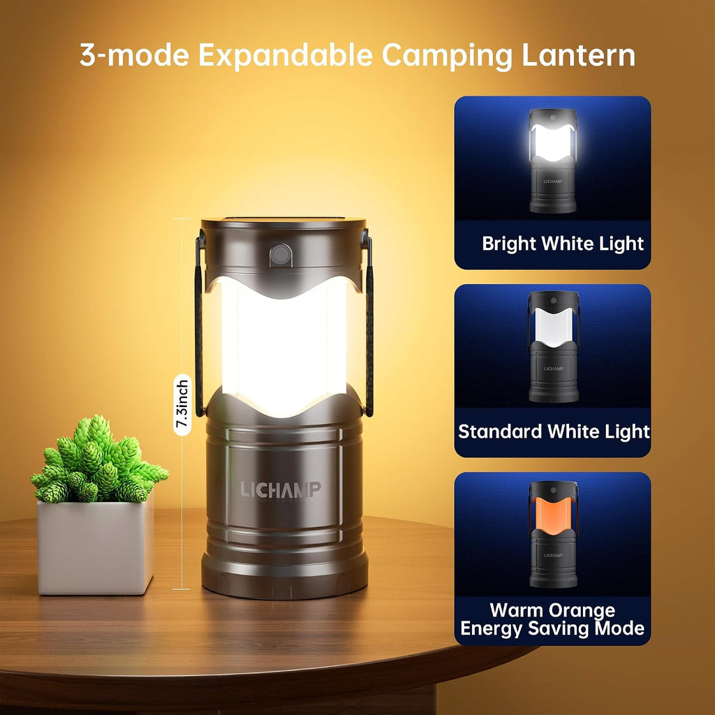 4-Pack Solar Camping Lantern, USB Rechargeable LED Lanterns Battery Powered Pop Up Flashlight Lamps with Three Modes