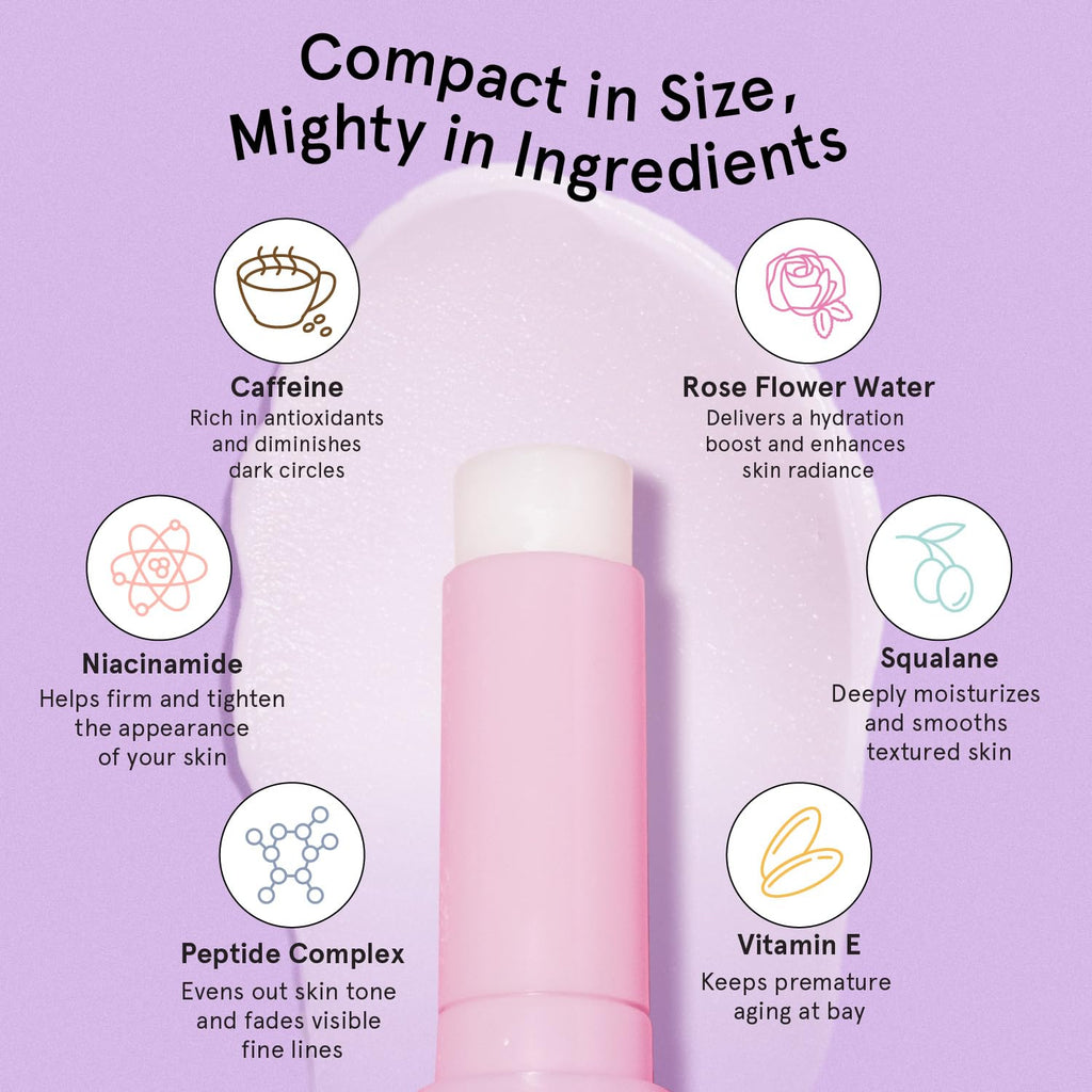Under Eye Brightener Balm Stick - Travel Essentials | Caffeine Eye Cream for Dark Circles, Puffiness- Vegan