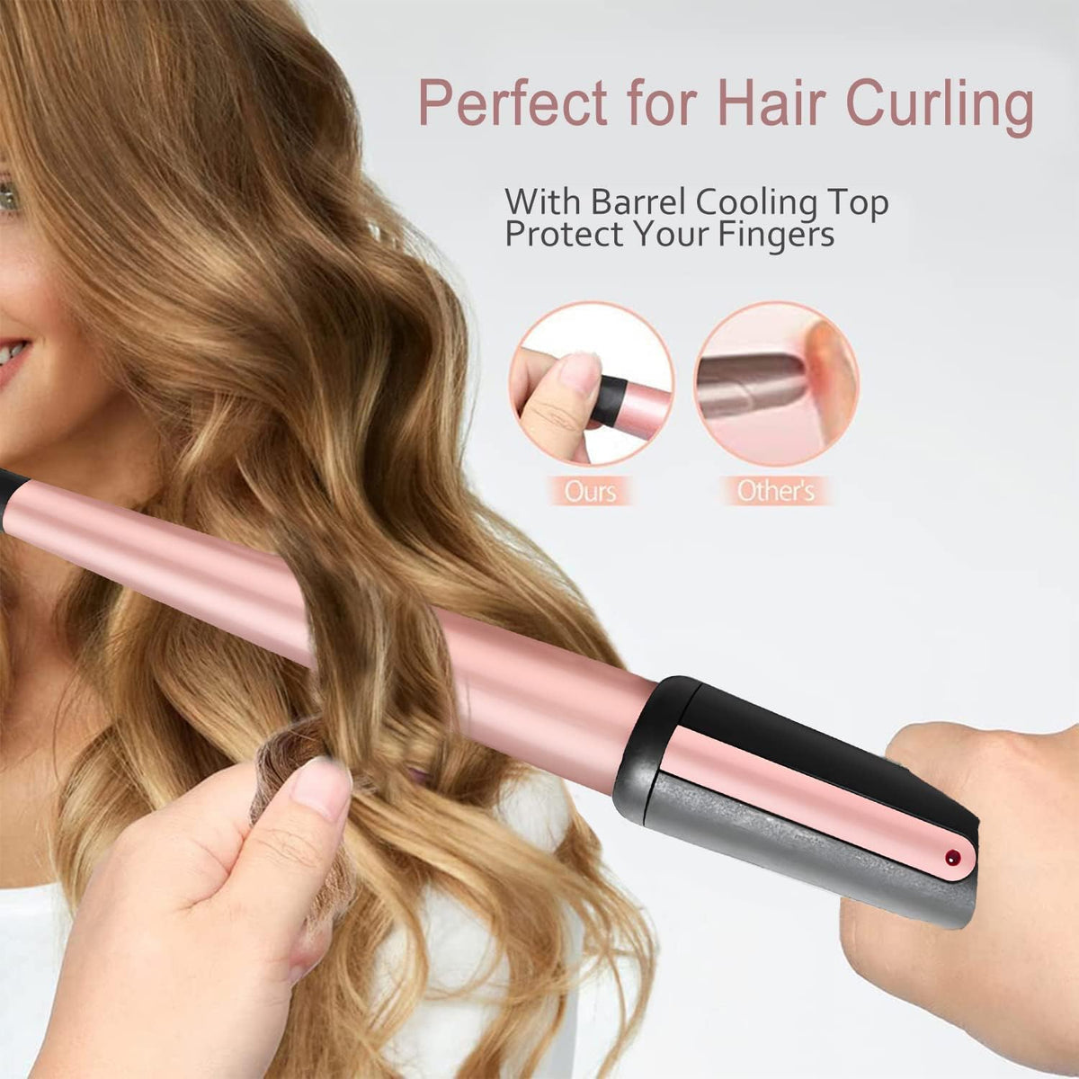 Hair Curling Iron Wand 0.5-1",210℃ for Classic Curls&Natural Waves | Professional Ceramic Hair Curler with