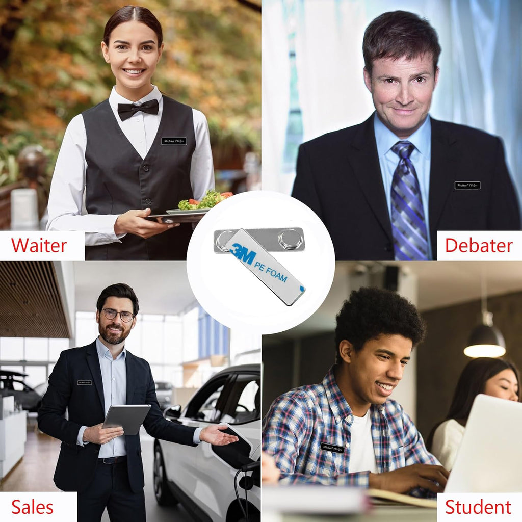 Upgraded Strong Name Tags/ID Badge Magnets, 10 Pack Magnetic Name Badge Holders with Steel Back Plate, Fastener with