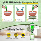 Hydroponic pH EC Meter, Water pH TDS PPM Meter