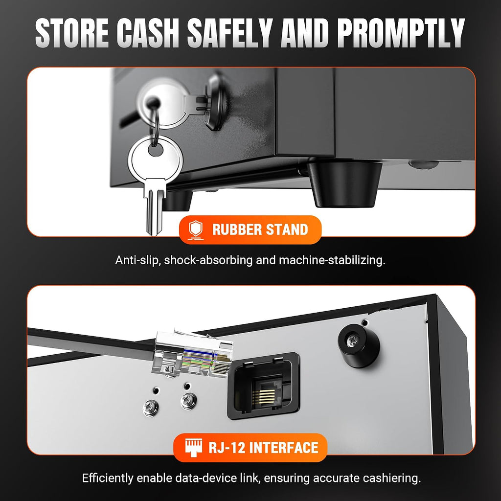 Cash Register Drawer 16 Inch: 6 Bill 4 Coin Media Slot for POS, 4042G | RJ-12, Metal Case, Auto & Manual Open