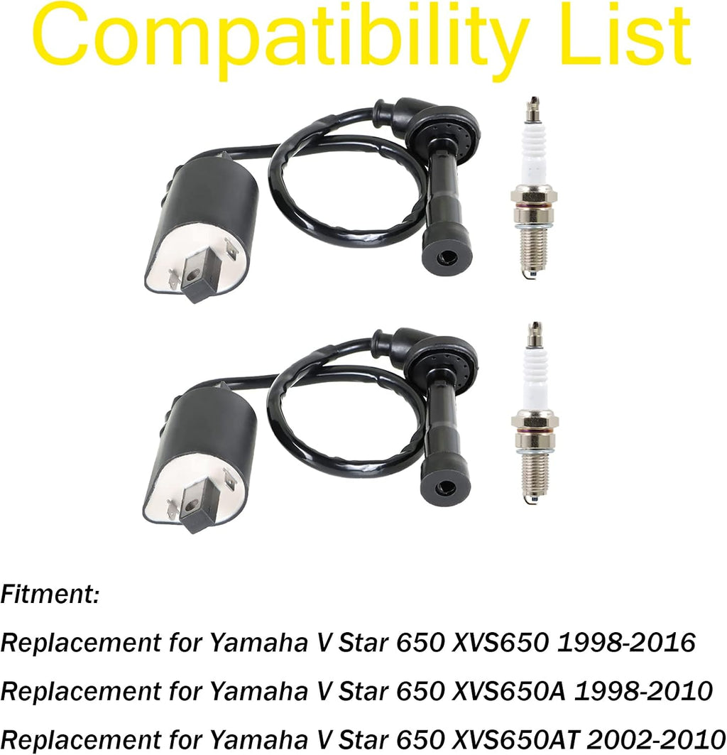 WFLNHB Ignition Coil Plug Replacement for Yamaha V Star 650 XVS650
